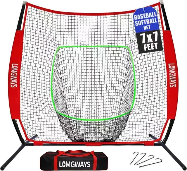 Main image of 7x7FT Portable Baseball & Softball Practice Net with Steel Frame & Bag