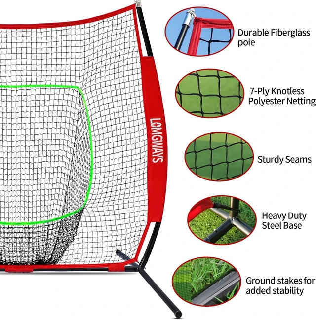 Alt view image 4 of 6 - 7x7FT Portable Baseball & Softball Practice Net with Steel Frame & Bag