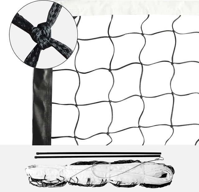 Main image of 32x3 FT Heavy Duty Professional Volleyball Replacement Net with Steel Cable & Reinforced Dowels, 4" Square Mesh for Indoor/Outdoor, Backyard, Beach, Court, Pool, Park, School & Drills
