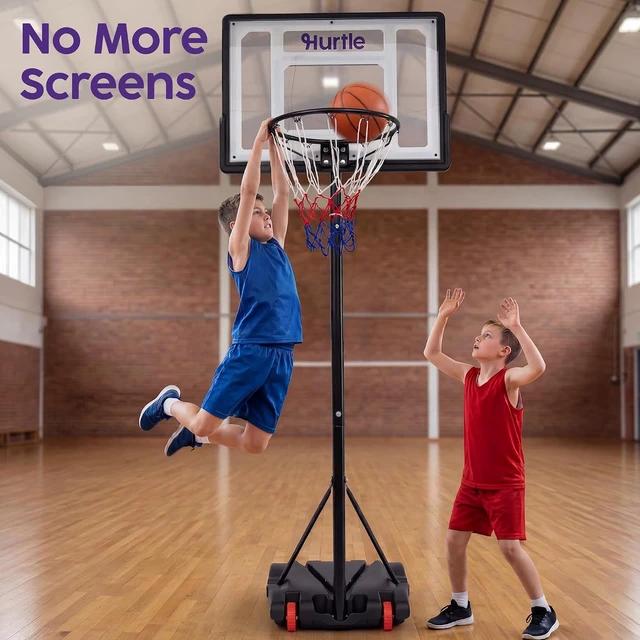 Alt view image 2 of 7 - Adjustable Portable Kids Basketball Hoop with Backboard & Wheels for Indoor/Outdoor Play, Driveway & Backyard