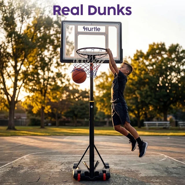Alt view image 3 of 7 - Adjustable Portable Kids Basketball Hoop with Backboard & Wheels for Indoor/Outdoor Play, Driveway & Backyard