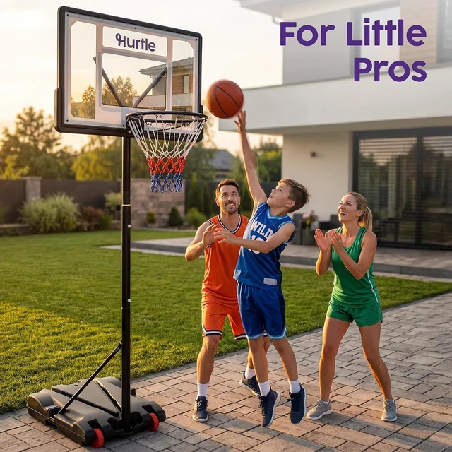 Alt view image 5 of 7 - Adjustable Portable Kids Basketball Hoop with Backboard & Wheels for Indoor/Outdoor Play, Driveway & Backyard