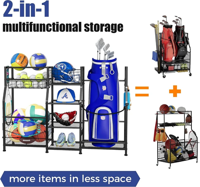Alt view image 2 of 7 - Golf Bag Storage Rack Garage Sports Equipment Organizer