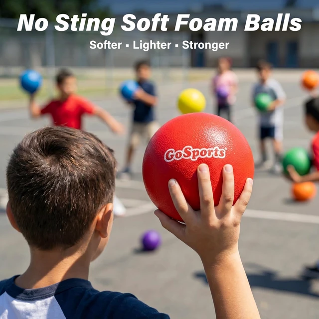 Alt view image 2 of 6 - Set of 6 Soft Skin Foam Playground Dodgeballs with Mesh Carry Bag