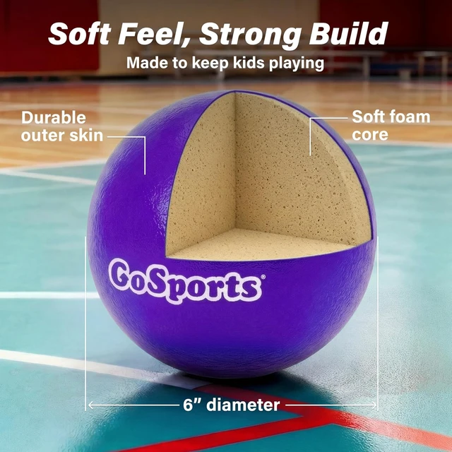 Alt view image 3 of 6 - Set of 6 Soft Skin Foam Playground Dodgeballs with Mesh Carry Bag