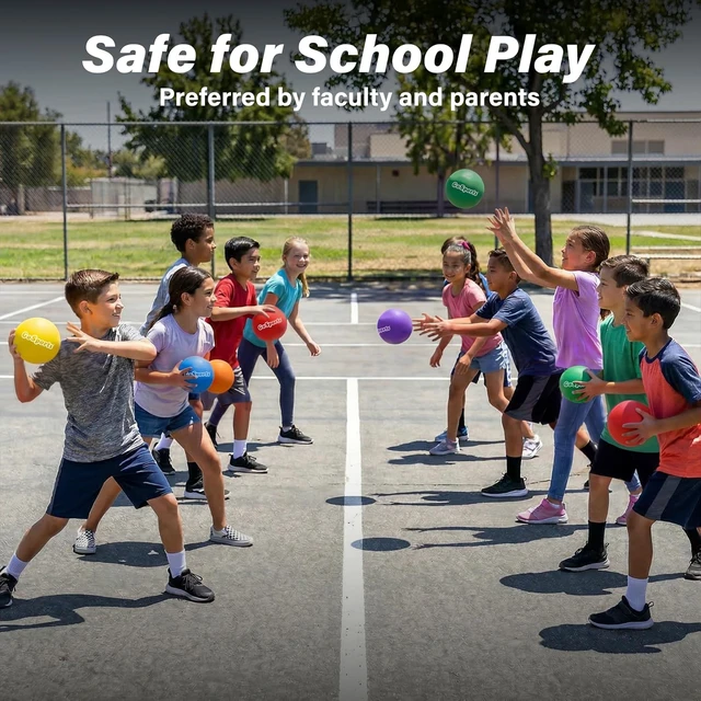 Alt view image 4 of 6 - Set of 6 Soft Skin Foam Playground Dodgeballs with Mesh Carry Bag