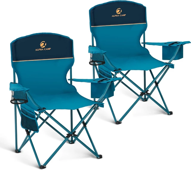 Main image of 2 Pack Folding Camping Chair with 4-Can Cooler Bag