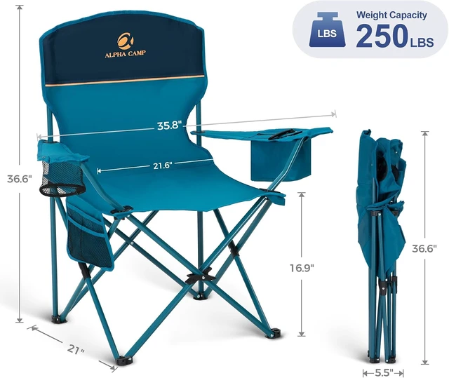 Alt view image 3 of 7 - 2 Pack Folding Camping Chair with 4-Can Cooler Bag