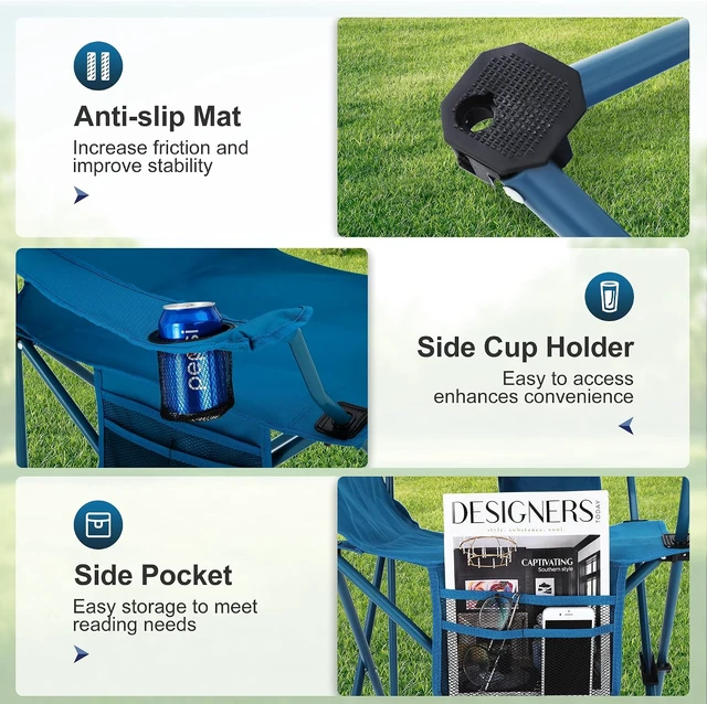 Alt view image 6 of 7 - 2 Pack Folding Camping Chair with 4-Can Cooler Bag