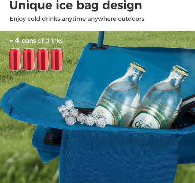 Alt view image 5 of 7 - 2 Pack Folding Camping Chair with 4-Can Cooler Bag