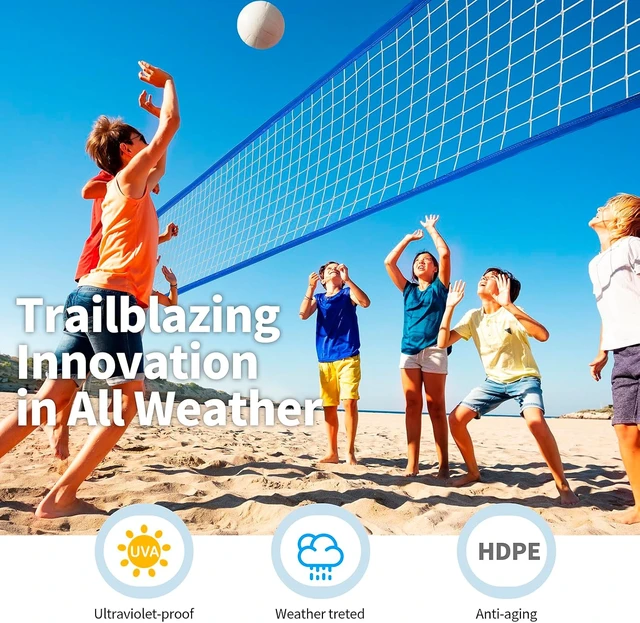Alt view image 3 of 7 - Regulation 32x3FT Heavy Duty Outdoor Volleyball Net with All-Weather Enhancement, Extended Stainless Steel Cable & Extra Thick Borders for Backyard, Beach, Pool, Indoor/Outdoor (Net Only)