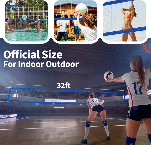 Alt view image 7 of 7 - Regulation 32x3FT Heavy Duty Outdoor Volleyball Net with All-Weather Enhancement, Extended Stainless Steel Cable & Extra Thick Borders for Backyard, Beach, Pool, Indoor/Outdoor (Net Only)