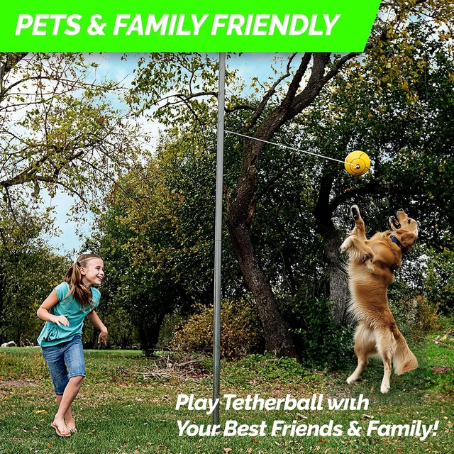 Alt view image 7 of 7 - Premium Heavy Duty Tetherball Set with Rope & Pole, 10-1/2' Tall for Outdoor Backyard