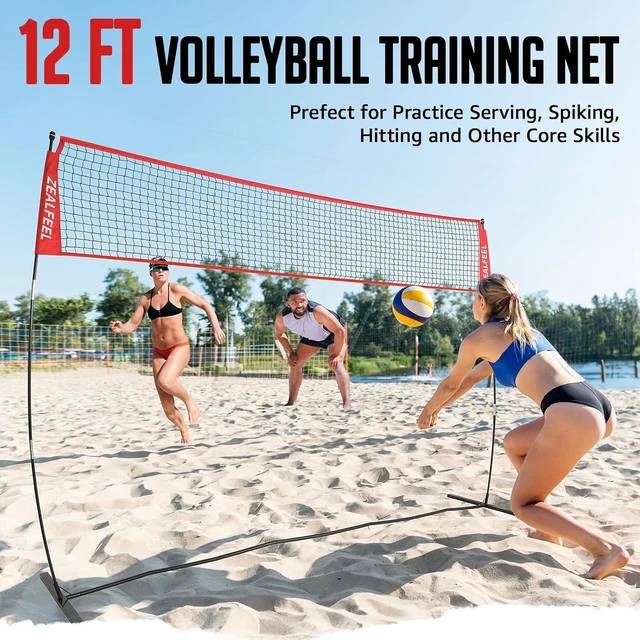 Alt view image 2 of 7 - 12/20ft Portable Height-Adjustable Volleyball Net Set for Backyard