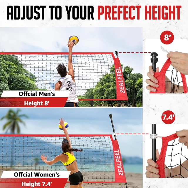 Alt view image 4 of 7 - 12/20ft Portable Height-Adjustable Volleyball Net Set for Backyard