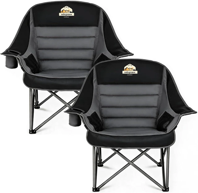 Main image of 2 Pack Oversized Padded Camping Lawn Chair for Adults