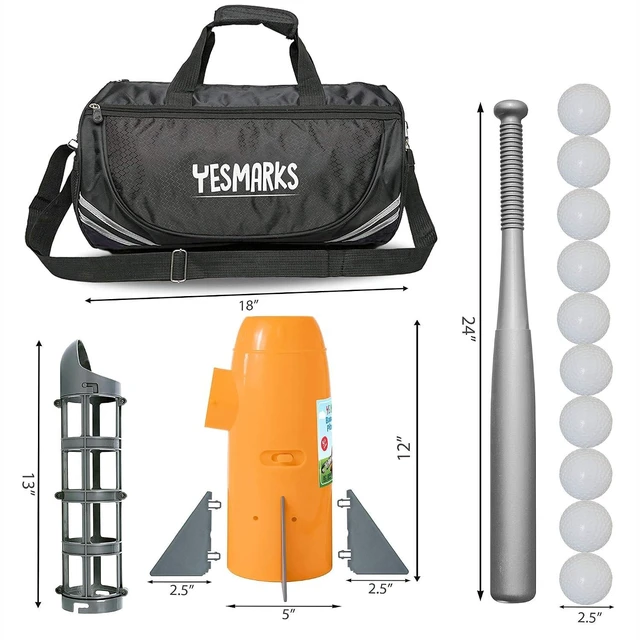 Alt view image 6 of 6 - Kids Auto Baseball Pitching Machine Outdoor Toy Set with 10 Baseballs, Baseball Bat & Sports Bag Training Equipment & Batting Practice for Youth