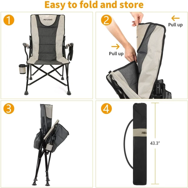 Alt view image 5 of 5 - Adult Camping Chairs with Adjustable Backrest & Lumbar Support