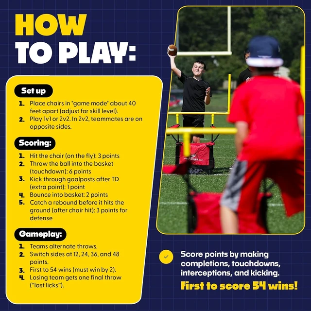 Alt view image 7 of 7 - The Ultimate Football Yard Game Set Outdoor Football Toss for Tailgating, Backyard, Beach, Park, Tournaments & Sports Training, Score Touchdowns, Kick Field Goals