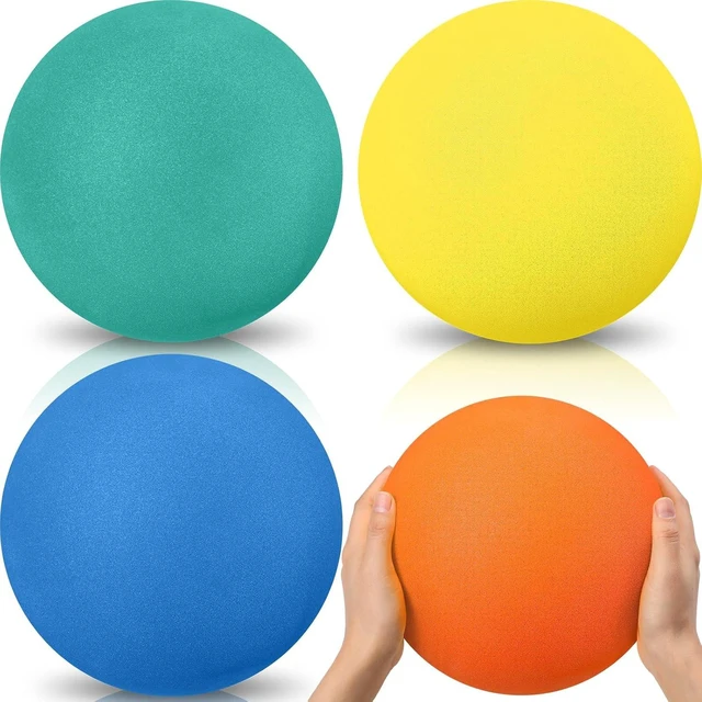 Main image of 4 Pcs Large Soft Foam Dodgeballs, Uncoated Lightweight Sponge Bouncy Balls, Easy to Grasp & Silent for Kids Indoor Playground Sports