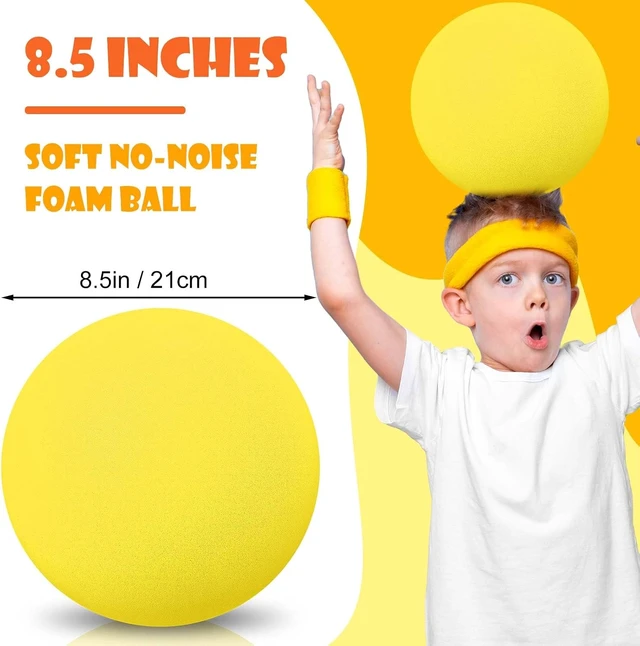 Alt view image 2 of 7 - 4 Pcs Large Soft Foam Dodgeballs, Uncoated Lightweight Sponge Bouncy Balls, Easy to Grasp & Silent for Kids Indoor Playground Sports