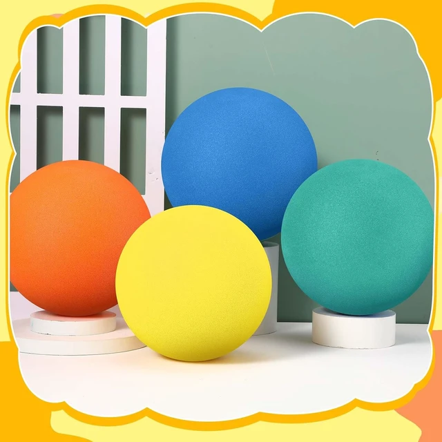 Alt view image 4 of 7 - 4 Pcs Large Soft Foam Dodgeballs, Uncoated Lightweight Sponge Bouncy Balls, Easy to Grasp & Silent for Kids Indoor Playground Sports