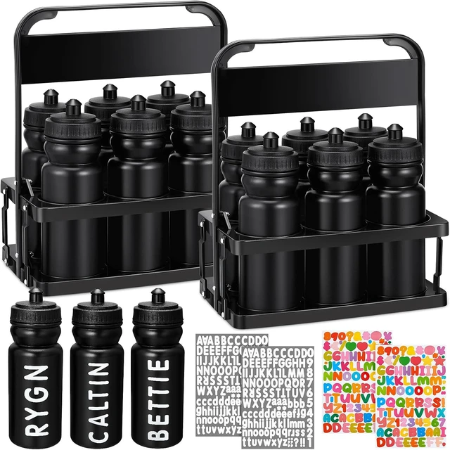 Main image of 14 Pcs Squeeze Water Bottles with Carrier, Black