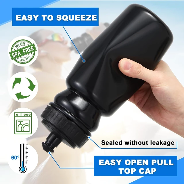 Alt view image 3 of 6 - 14 Pcs Squeeze Water Bottles with Carrier, Black