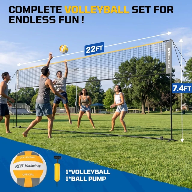 Alt view image 2 of 7 - 22FT Adjustable-Height Badminton, Volleyball & Pickleball Net