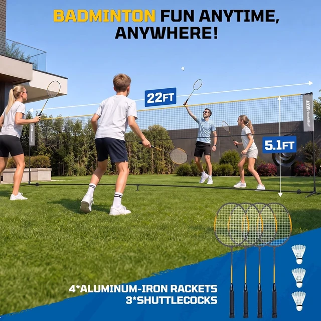 Alt view image 3 of 7 - 22FT Adjustable-Height Badminton, Volleyball & Pickleball Net