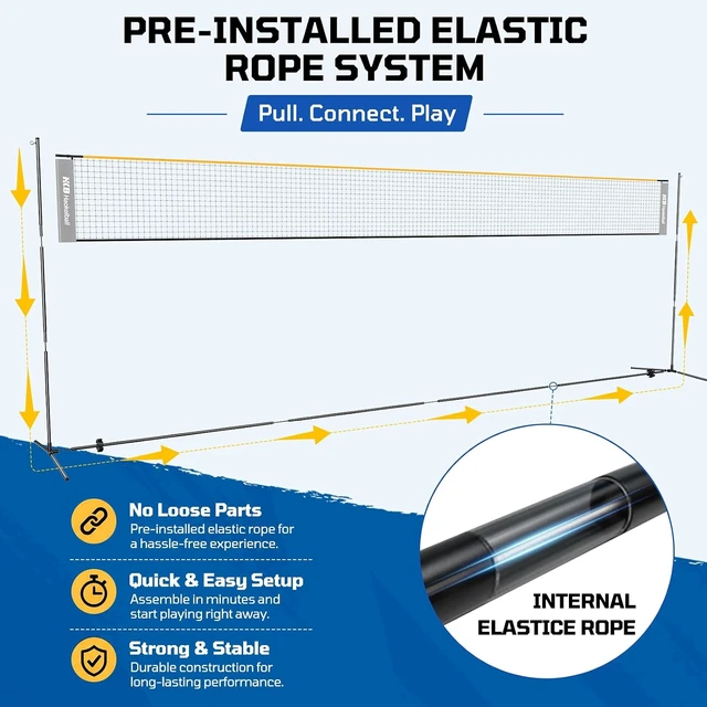 Alt view image 7 of 7 - 22FT Adjustable-Height Badminton, Volleyball & Pickleball Net