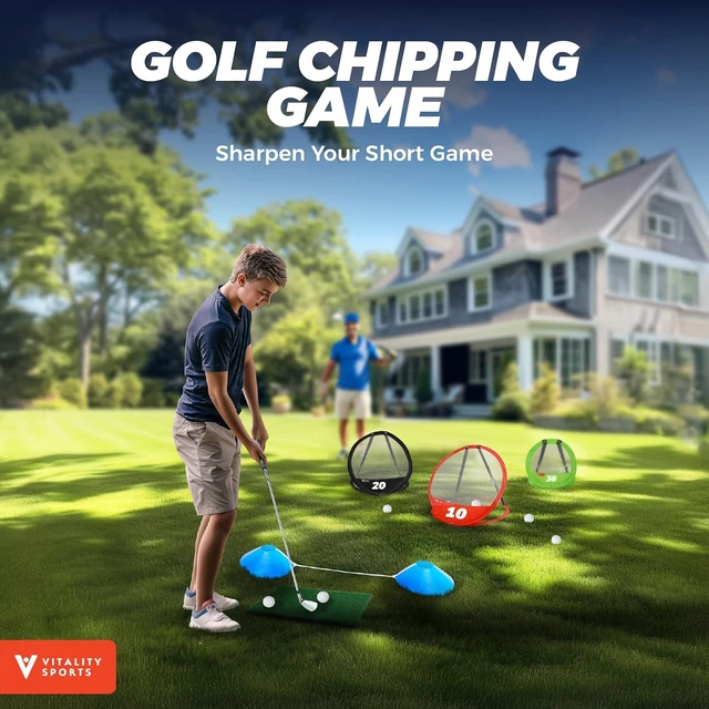 Alt view image 3 of 7 - 3PCS Pop-Up Golf Chipping Net for Backyard, Indoor/Outdoor Practice Game with 3 Targets, 1 Hitting Mat, 20 Balls & Tee Box