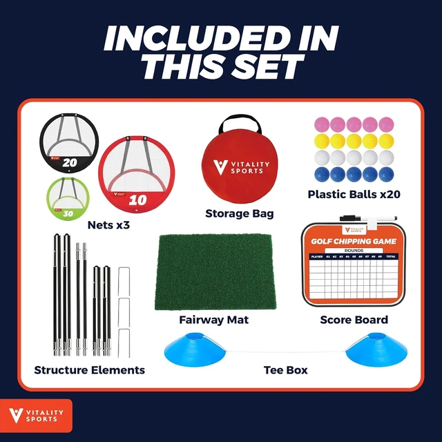 Alt view image 4 of 7 - 3PCS Pop-Up Golf Chipping Net for Backyard, Indoor/Outdoor Practice Game with 3 Targets, 1 Hitting Mat, 20 Balls & Tee Box