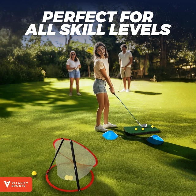 Alt view image 6 of 7 - 3PCS Pop-Up Golf Chipping Net for Backyard, Indoor/Outdoor Practice Game with 3 Targets, 1 Hitting Mat, 20 Balls & Tee Box