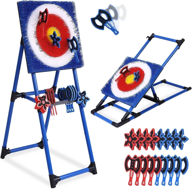 Main image of Backyard Axe Throwing Game with Bristle Target, 8 Axes & 8 Stars