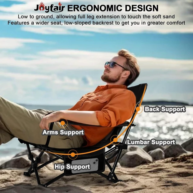 Alt view image 5 of 7 - 2 Pack Folding Beach Camping Chair for Adults (Black)