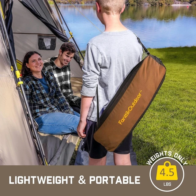 Alt view image 5 of 7 - Zeta L8 Max Portable Lightweight Camping Chair, Comfort-Driven Foldable Rocking Chair with Carry Bag for Camping, Hiking, Patio & Fishing, Supports up to 250 lbs, Brown