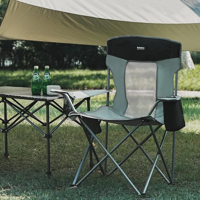 Alt view image 2 of 7 - Portable Lightweight Folding Camping Lawn Chair, Gray