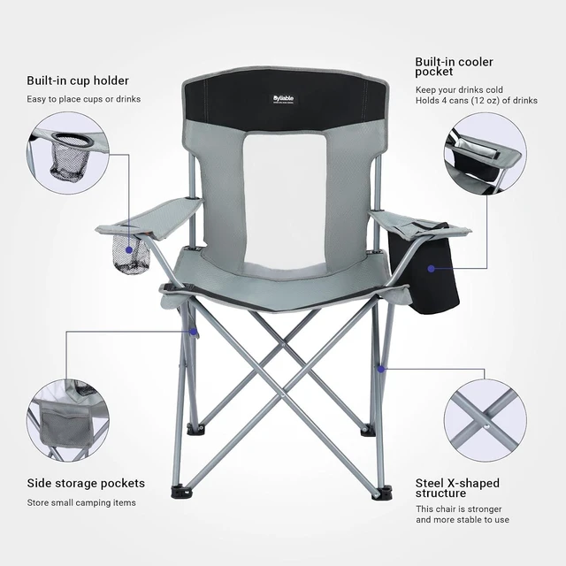 Alt view image 4 of 7 - Portable Lightweight Folding Camping Lawn Chair, Gray