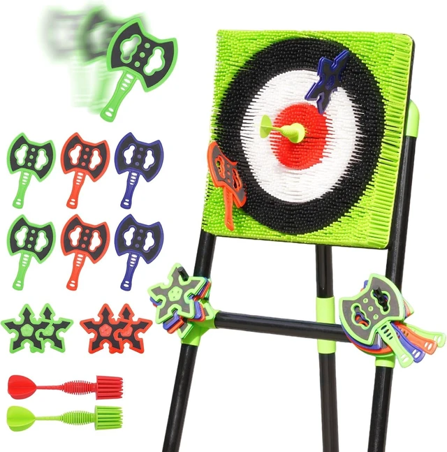 Main image of Backyard Axe Throwing Game with Bristle Target & 12 Throwing Axes, Indoor & Outdoor Games for Adults, Kids & Family, Yard Games Toys, Dart Board