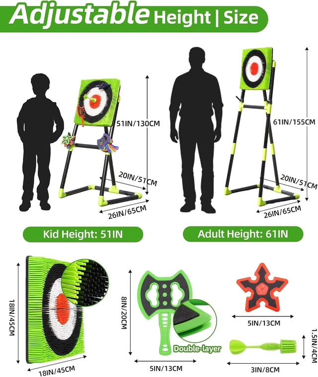 Alt view image 4 of 7 - Backyard Axe Throwing Game with Bristle Target & 12 Throwing Axes, Indoor & Outdoor Games for Adults, Kids & Family, Yard Games Toys, Dart Board