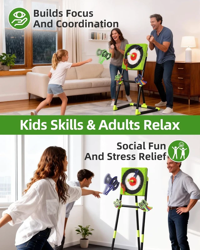 Alt view image 6 of 7 - Backyard Axe Throwing Game with Bristle Target & 12 Throwing Axes, Indoor & Outdoor Games for Adults, Kids & Family, Yard Games Toys, Dart Board