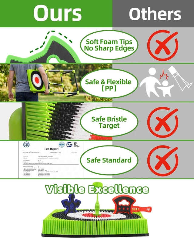 Alt view image 7 of 7 - Backyard Axe Throwing Game with Bristle Target & 12 Throwing Axes, Indoor & Outdoor Games for Adults, Kids & Family, Yard Games Toys, Dart Board