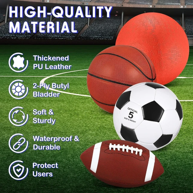 Alt view image 3 of 7 - 5 Pcs School Recess Sports Ball Set