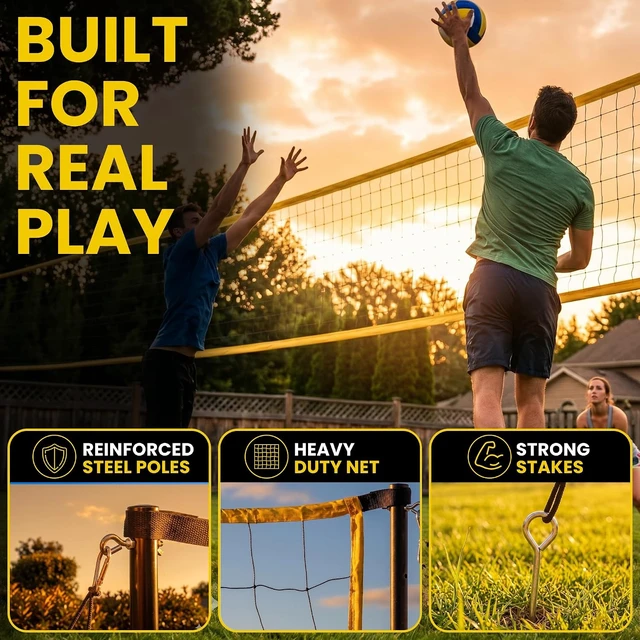 Alt view image 3 of 7 - Regulation 32x3FT Portable Outdoor Volleyball Net for Backyard