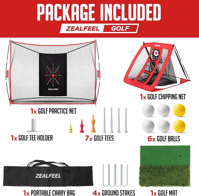Alt view image 7 of 7 - 10 x 7 ft Golf Hitting Practice Net Set with Chipping Net