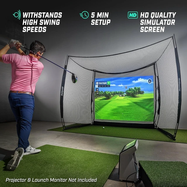 Alt view image 2 of 6 - 10 ft x 8 ft Range Cage Golf Net Indoor/Outdoor Practice Net for Full Swing Training & Home Golf Simulator Setups