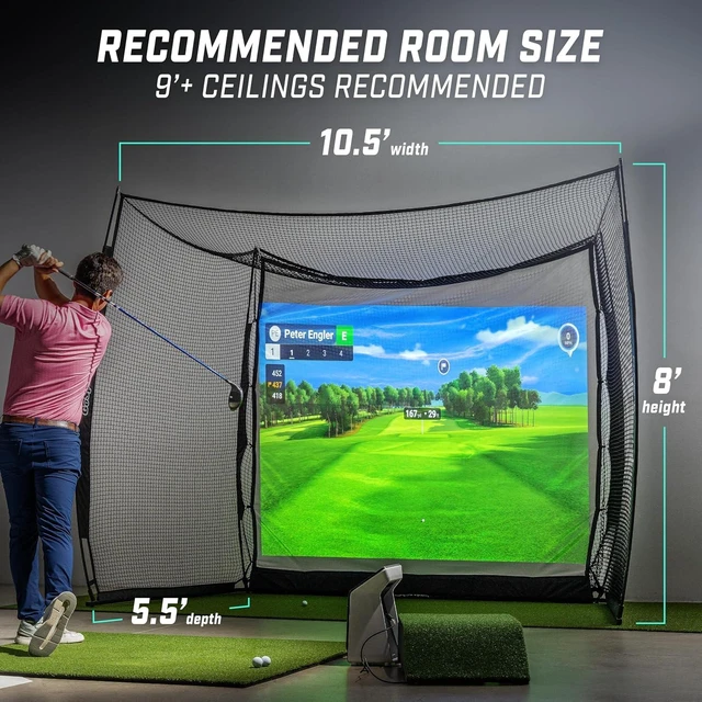 Alt view image 5 of 6 - 10 ft x 8 ft Range Cage Golf Net Indoor/Outdoor Practice Net for Full Swing Training & Home Golf Simulator Setups