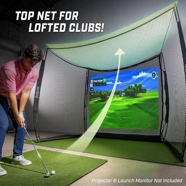Alt view image 6 of 6 - 10 ft x 8 ft Range Cage Golf Net Indoor/Outdoor Practice Net for Full Swing Training & Home Golf Simulator Setups