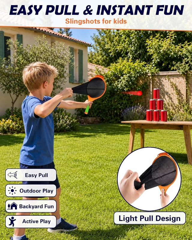 Alt view image 3 of 7 - 2-in-1 Toss & Catch Ball Game with Foam Rocket Launcher